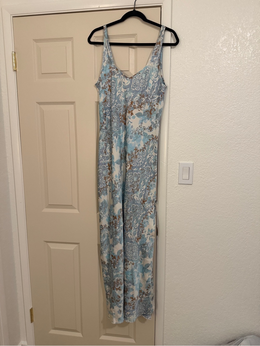 We The Free Blue and Cream Floral Slip Jumpsuit
